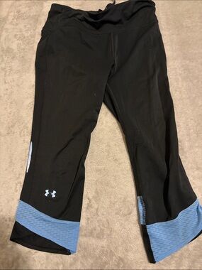 Under Armour Black Capri Leggings with Light Blue Trim